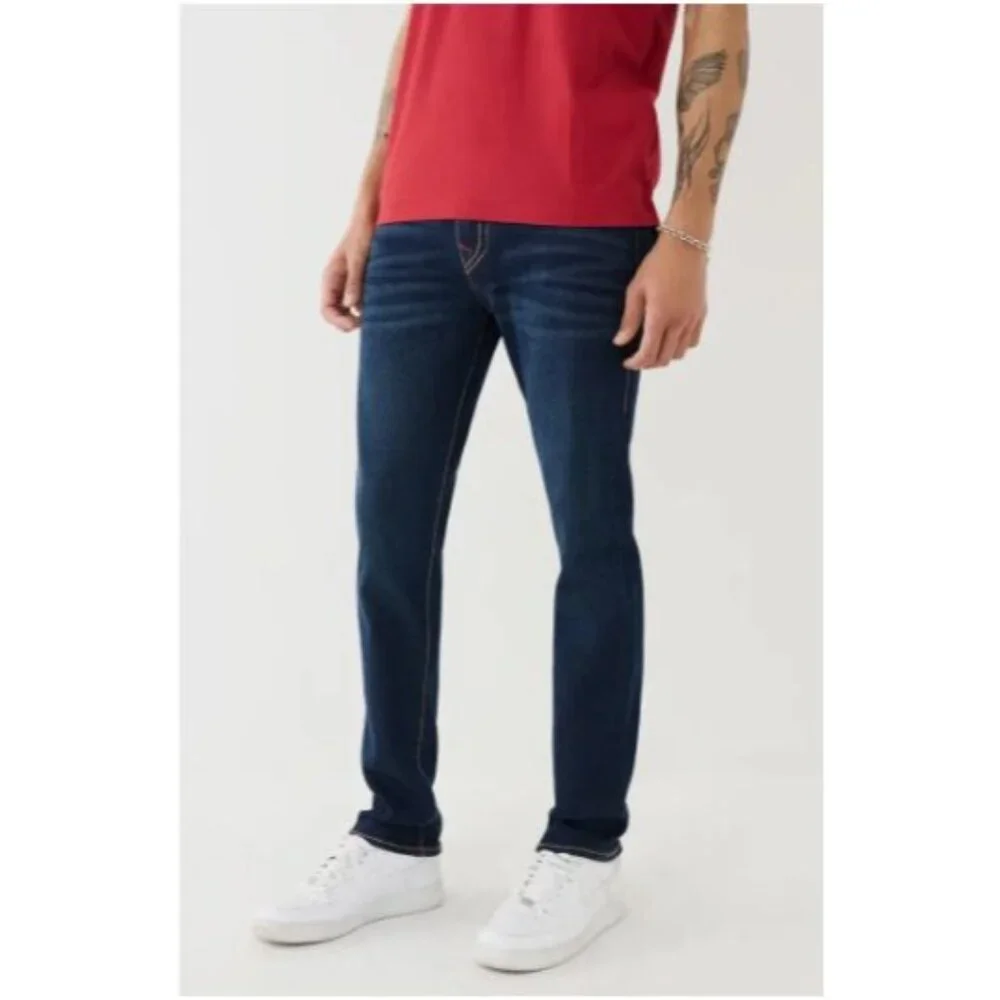 True Religion Geno Big T Flap Relaxed Slim Indigo Blue Jeans Mens 40x32 NEW